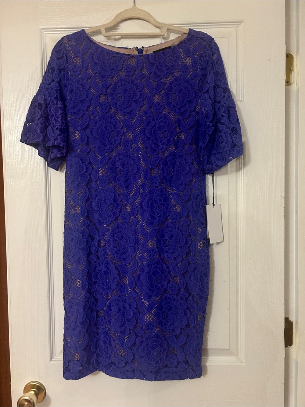 Ivanka Trump Royal Blue Floral Lace Midi Dress